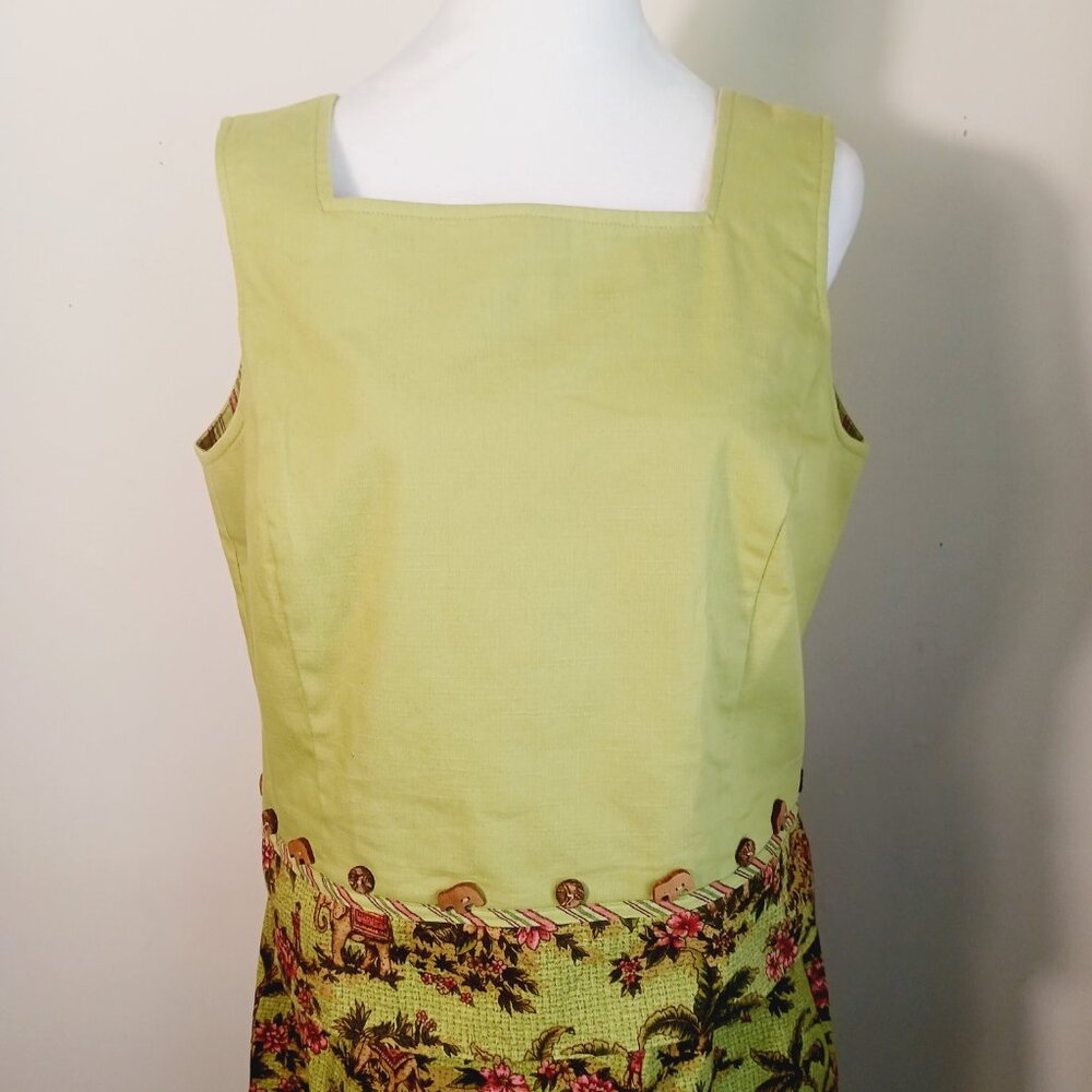 Sharon Young, SZ 12, 3 PC Suit, Skirt, Top & Jacket, Elephant & Palm Tree Print - Picture 5 of 16